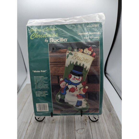 Bucilla Gallery Of Stitches Winter Pals Jeweled Stocking Kit 17" Long - Picture 6 of 10